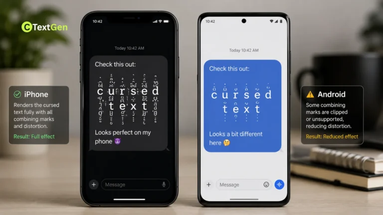 iphone and android comparison showing does cursed text work on mobile devices