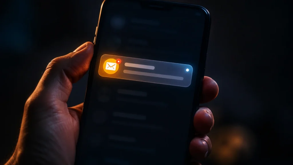 smartphone screen showing an unread text notification