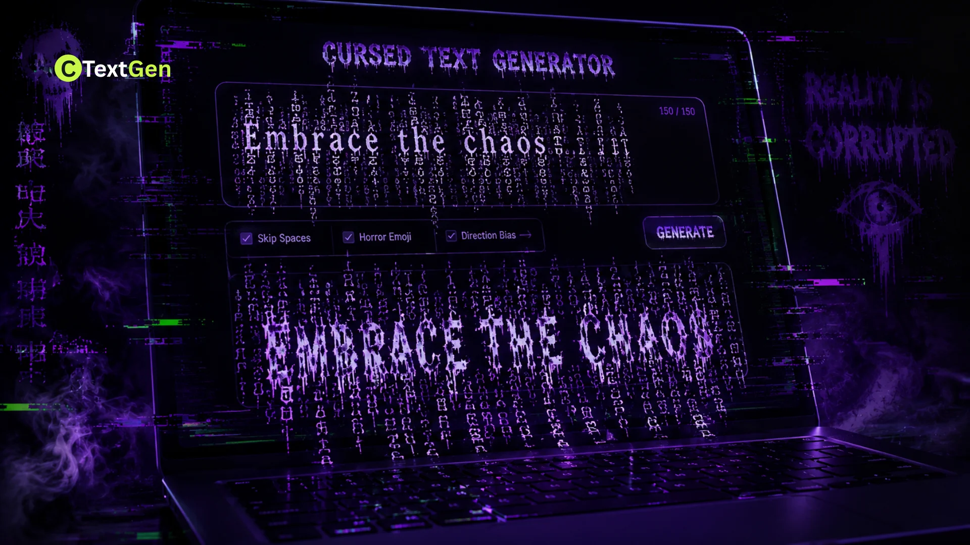 cursed text causing glitches on a computer screen